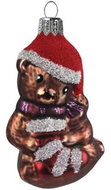 Skleněný medvídek s ponožkou - Vánoční ozdoby