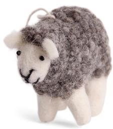 Plstěná šedá ovečka - Vánoční ozdoby - Main image