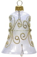 Vánoční zvonek čirý zlaté ornamenty - Vánoční ozdoby
