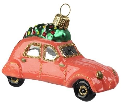 Auto se stromkem oranžová - Vánoční ozdoby - Main image