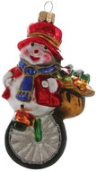 Skleněná figurka sněhulák kolo - Vánoční ozdoby