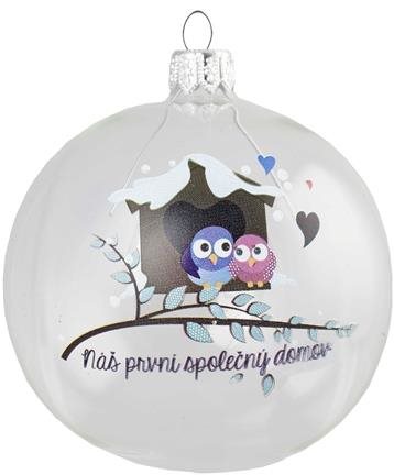 Čirá baňka s ptáčky Náš první společný domov - Vánoční ozdoby - Main image