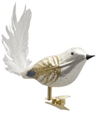 Skleněný ptáček bílý - Vánoční ozdoby - Main image