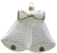 Bílé skleněné zvonečky perníčky - Vánoční ozdoby