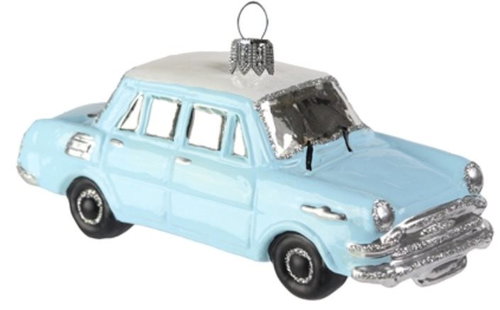 Skleněné autíčko Škoda MB 1000 světle modré - Vánoční ozdoby - Main image