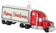 Skleněná ozdoba náklaďák Merry Christmas - Vánoční ozdoby