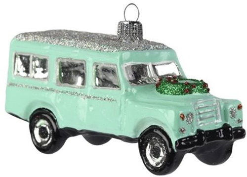 Auto terénní tyrkysové s věncem - Vánoční ozdoby - Main image