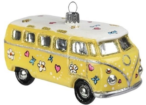 Autíčko retro bus žlutý hippie - Vánoční ozdoby - Main image