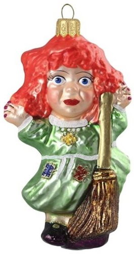 Vánoční figurka čarodějnice s koštětem - Vánoční ozdoby - Main image