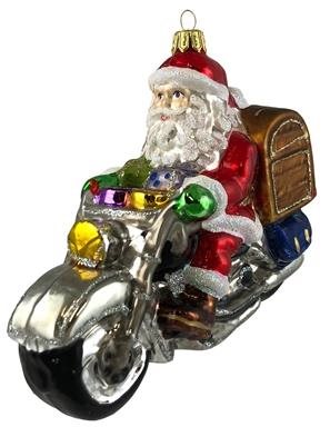 Skleněná figurka Santa na chopperu - Vánoční ozdoby - Main image
