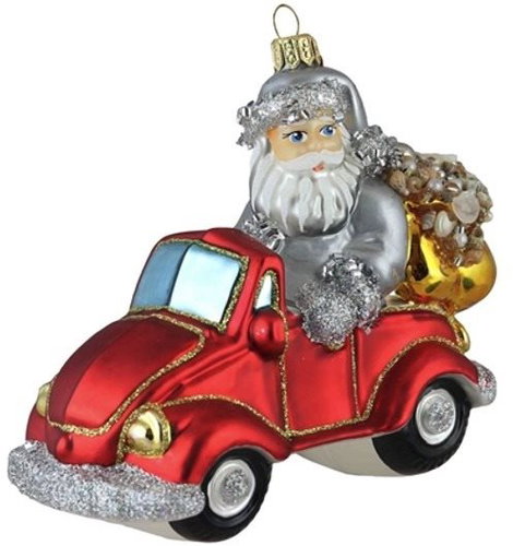 Vánoční Santa v červeném autě - Vánoční ozdoby - Main image