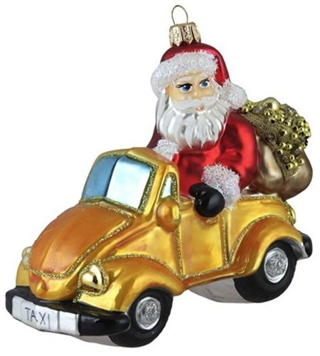 Vánoční Santa ve žlutém autě - Vánoční ozdoby - Main image