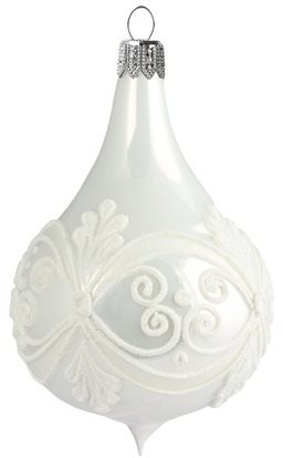 Kapka opál bílý dekor - Vánoční ozdoby - Main image