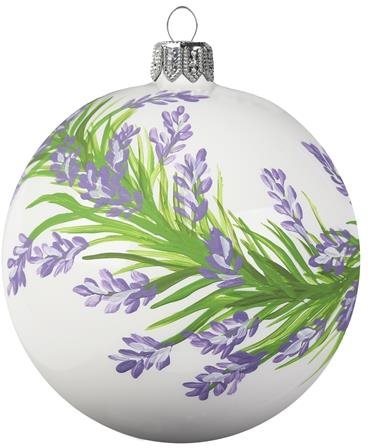 Porcelánově bílá bańka s malovanou levandulí - Vánoční ozdoby - Main image
