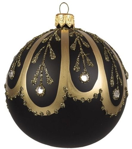 Elegantní černá baňka se zlatým dekorem - Vánoční ozdoby - Main image