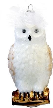 Skleněná sova bílá - Vánoční ozdoby - Main image