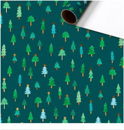 Balicí papír zelený s vánočními stromečky 70 x 200 cm - Dárkový balící papír