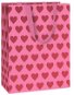 Dárková taška růžová se srdíčky 13 x 30 cm - Dárková taška
