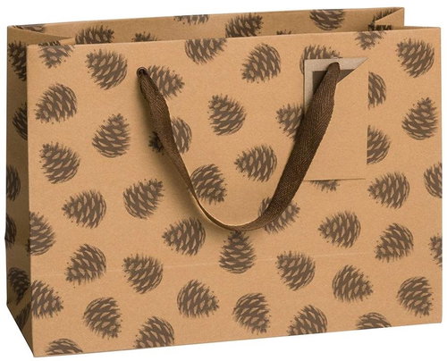 STEWO Gift bag - natural with pine cone decoration, 23 × 32 × 12 cm - Gift Bag - Main image