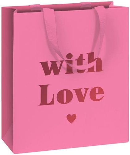STEWO Gift bag - with love, pink, 21 × 18 × 8 cm - Gift Bag - Main image
