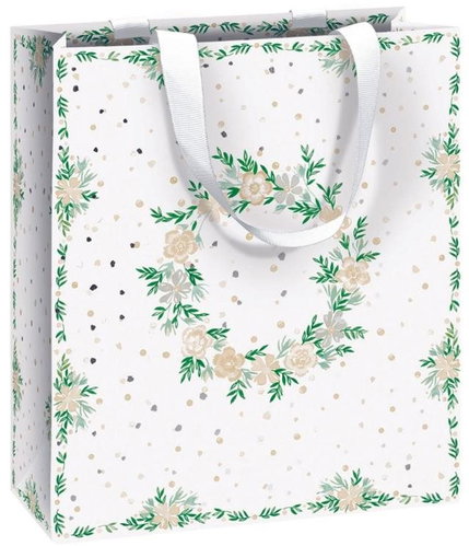 STEWO Gift bag - beige with wreath, 21 × 18 × 8 cm - Gift Bag - Main image