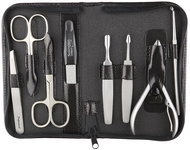 Globos Leather manicure set with scissors Solingen 925-89 black - Manicure Set