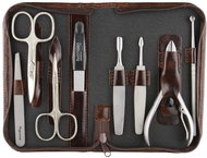 Globos Kožená sada na manikúru s nůžkami Solingen 925-89 hnědá - Manicure Set