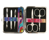 Globos Dámská kožená manikúra s nástroji Solingen 532-87 multicolor duha - Manicure Set