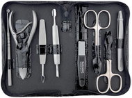 Globos Women's leather manicure set with scissors Solingen 925-89 black croco - Manicure Set