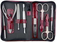 Globos Women's leather manicure set with scissors Solingen 925-89 burgundy croco - Manicure Set