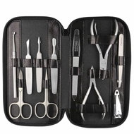 Globos Large leather manicure and pedicure set with scissors Solingen 1175-89 black - Manicure Set