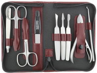 Globos Dámská kožená sada na manikúru 925-86 vínově červená - Manicure Set