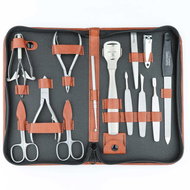 Globos Kožená sada na manikúru a pedikúru 1223-76 světle hnědá - Manicure Set