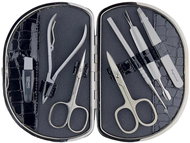 GLOBOS Dámská kožená manikúra s nůžkami Solingen 792-89 černá kroko - Manicure Set