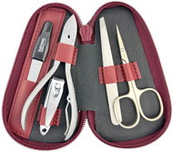 GLOBOS Kožená manikúra na zip 1871-89 vínová - Manicure Set