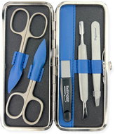 GLOBOS Dámská kožená sada na manikúru s nůžkami Solingen1321-89 modrá - Manicure Set