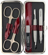 GLOBOS Ladies leather manicure set with scissors Solingen 1321-89 burgundy croco - Manicure Set