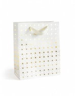 PAPER GALLERY M, white, gold pattern - pack of 5 - Gift Bag
