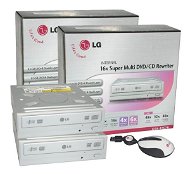 Výhodná sada 2x vypalovačka LG GSA-4167B bílá interní retail + optická myš LG 3D310, navíjecí kabel, - DVD napaľovačka