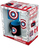 Captain America Marvel-Geschenkset - Tasse, Glas und Untersetzer - Geschenkset