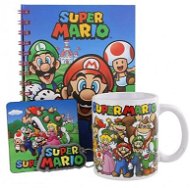 Ajándék szett Super Mario - Evergreen - bögre + kulcstartó + poháralátét + jegyzetfüzet - Dárková sada