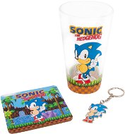 Sonic - sklenice, klíčenka a tácek - Geschenkset
