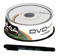 DVD-R médium OMEGA FreeStyle 4.7GB, 8x speed, balení 25ks cakebox + speciální oboustranný popisovač  - -
