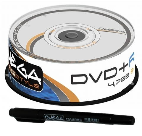 DVD+R médium OMEGA FreeStyle 4.7GB, 8x speed, balení 25ks cakebox + speciální oboustranný popisovač  - - - Main image