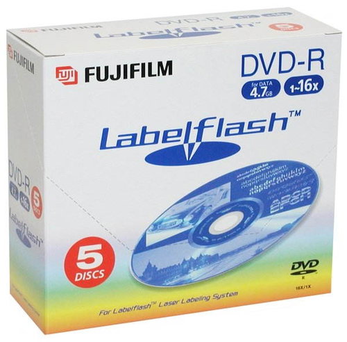 DVD-R médium FUJIFILM LabelFlash 4.7GB, 16x speed, balení 5 kusů v krabičce - - - Main image