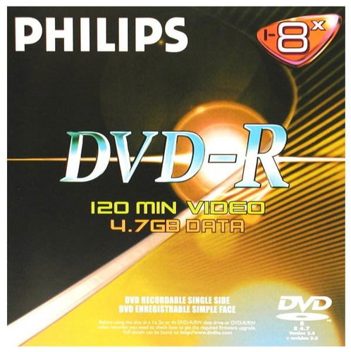 DVD-R médium PHILIPS 4.7GB, 8x speed, balení v krabičce - - - Main image