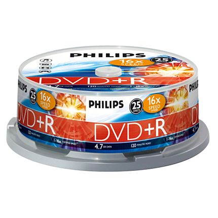 DVD+R médium PHILIPS 4.7GB, 16x speed, balení 25 kusů cakebox - - - Main image