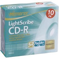 CD-R médium MEMOREX LightScribe 80min 52x, v SLIM krabičce - -