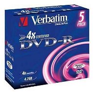 DVD-R médium VERBATIM 4,7GB 4x speed, balení 5ks v krabičce - -