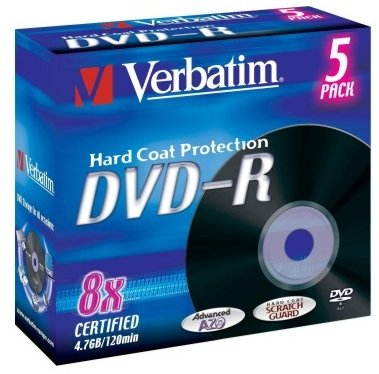 DVD-R médium Verbatim 4,7GB 8x speed Hardcoated Black, balení 5 ks krabičce - - - Main image